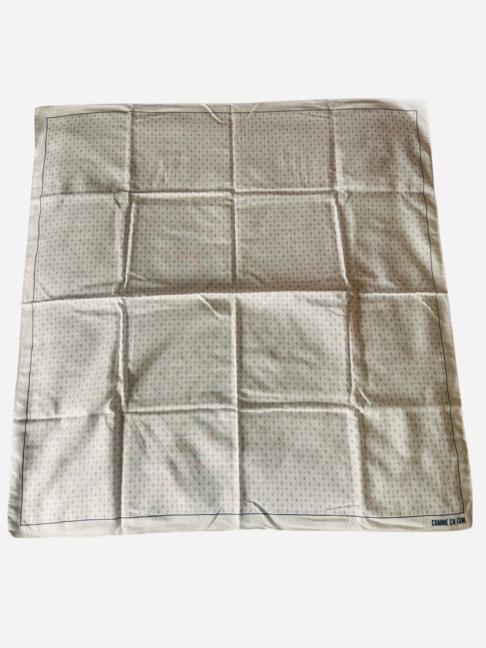 Comme Ca Ism Handkerchief Cotton Pocket Square Cream with Poka Dots